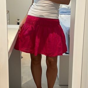 H&M women XS Xsmall Hot pink 100% cotton skirt elastic rushing lining flowy